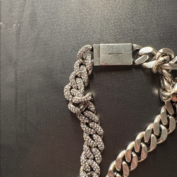 Saint Laurent Ysl Crystal curb chain necklace new unwanted gift . Authentic - Picture 6 of 7